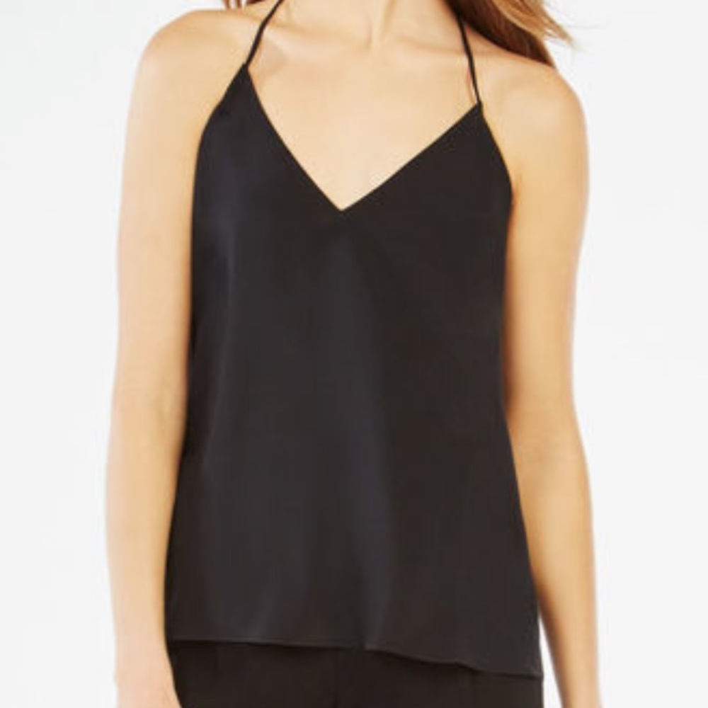 BCBGMAXAZRIA Lenor Lace-Trim Silk Tank Top XS